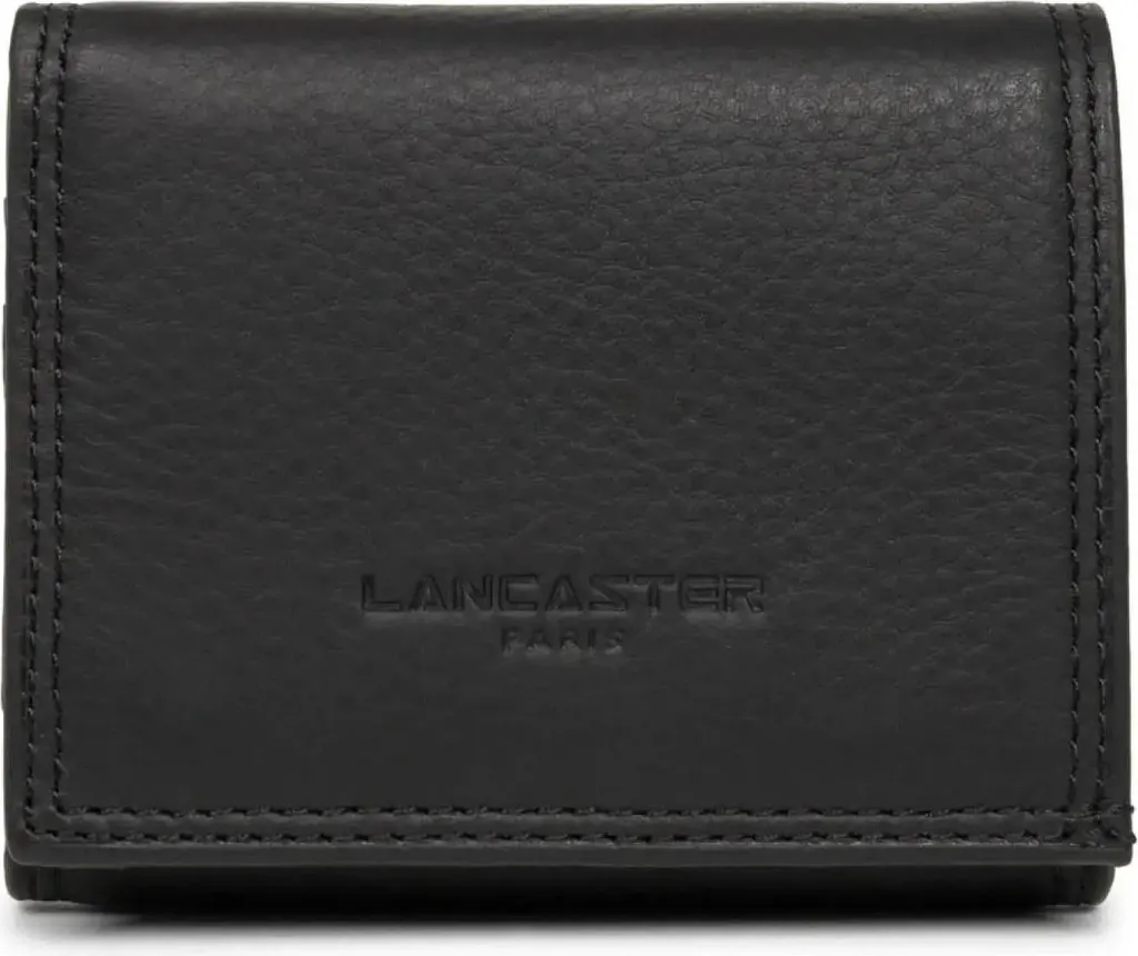 Lancaster Porte-monnaie Soft Vintage Noir en cuir de vachette pleine fleur