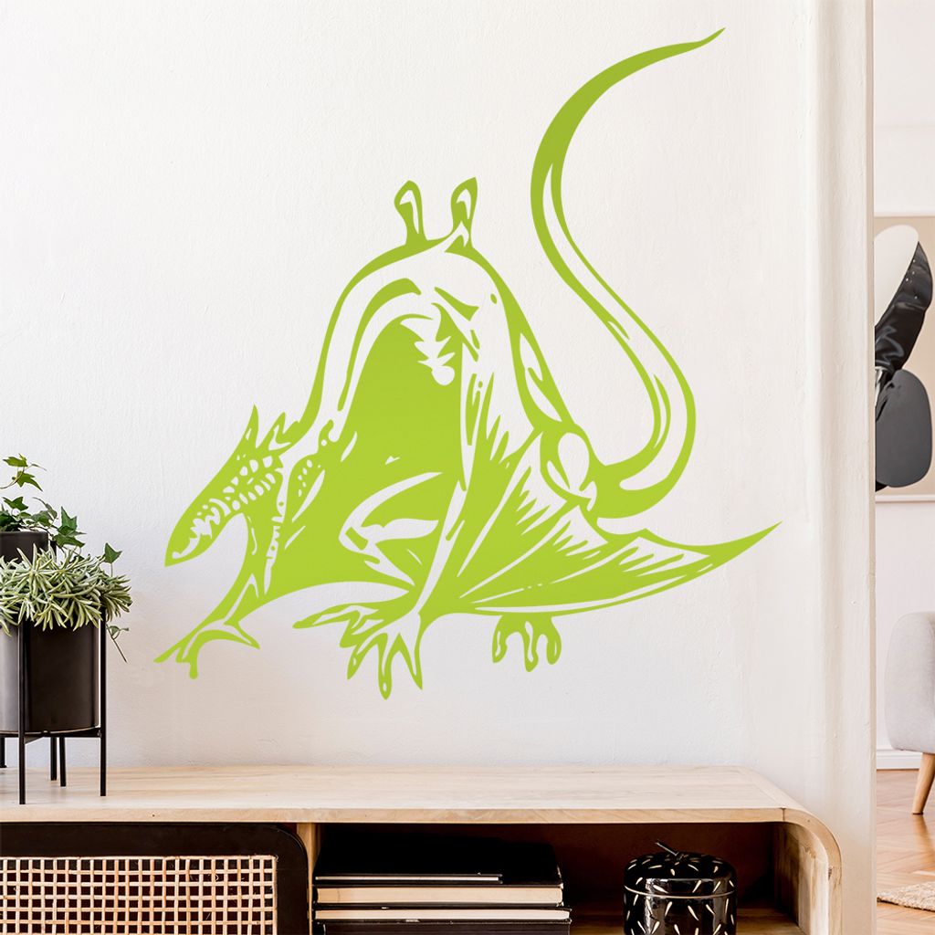 Drachen Angriff Wandtattoo in 6 Größen - Wandaufkleber Wall Sticker - Dekoration, Küche, Wohnzimmer, Schlafzimmer, Badezimmer