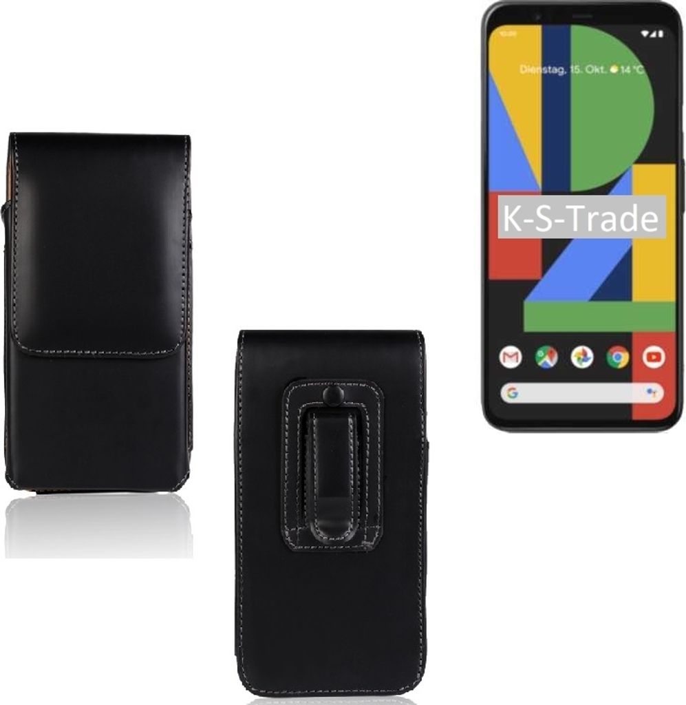 K-S-Trade Gürteltasche für Google Pixel 4 Schutz Hülle Handy Hülle mit Magnetverschluss Holster in schwarz