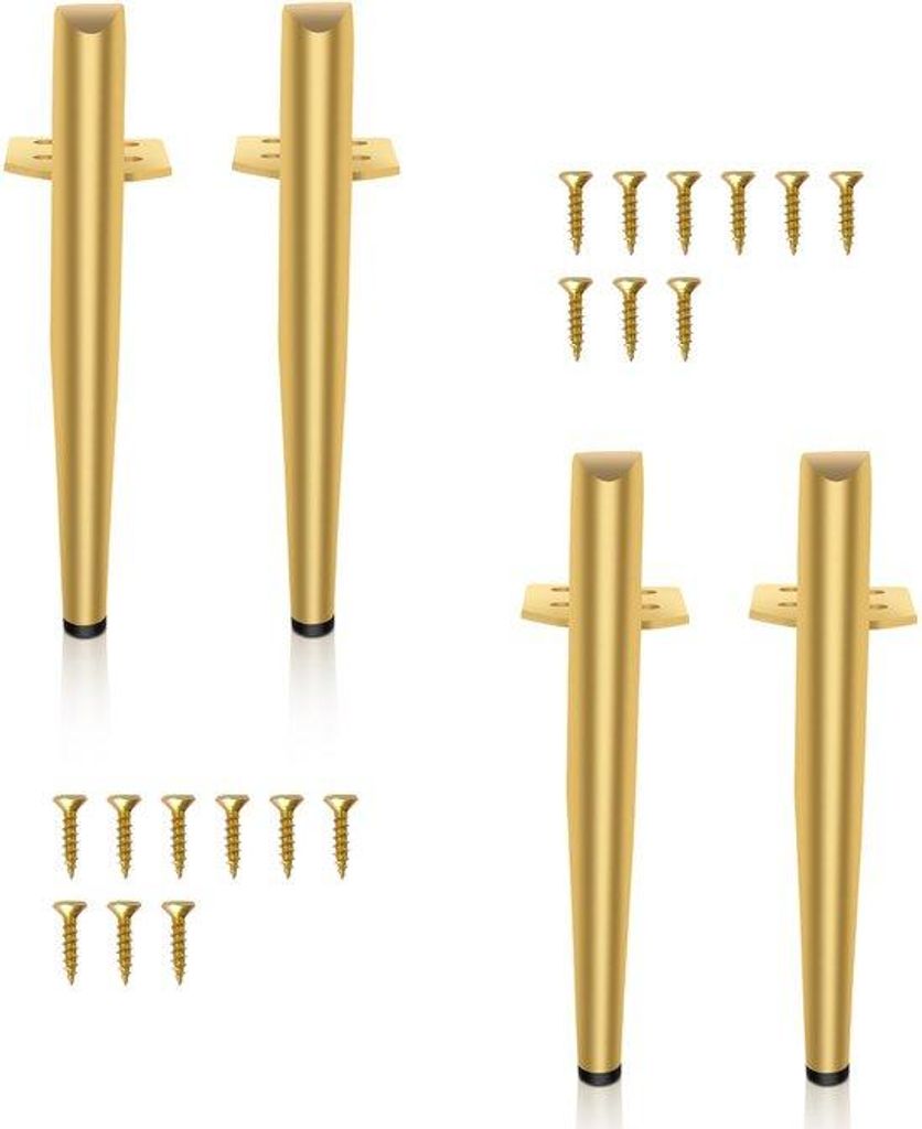 4 Stühle Verstellbare metallische Sitztischbeine für Sofas Goldfarben (Höhe 15 cm)