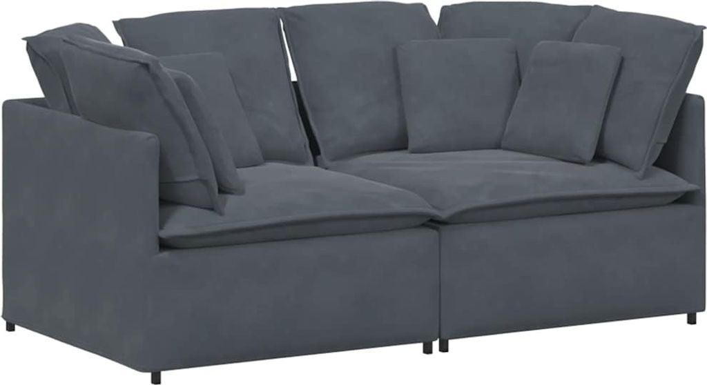 vidaXL Modulares Sofa mit Kissen Samt Dunkelgrau