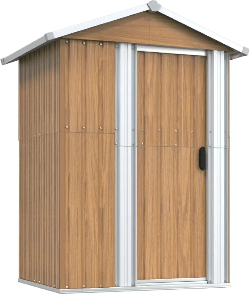 Abri de jardin vidaXL en acier galvanisé marron 126x97,5x177 cm résistant