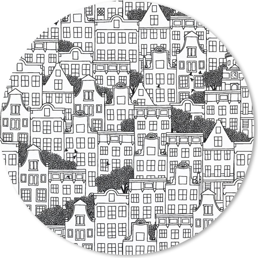 MuchoWow Mauspad Mousepad Amsterdam - Grachtenhaus - Zentangle 30x30 cm - Mousepads - Maus Mat - Pad - Mausunterlage - Tischunterlage - Schreibti...