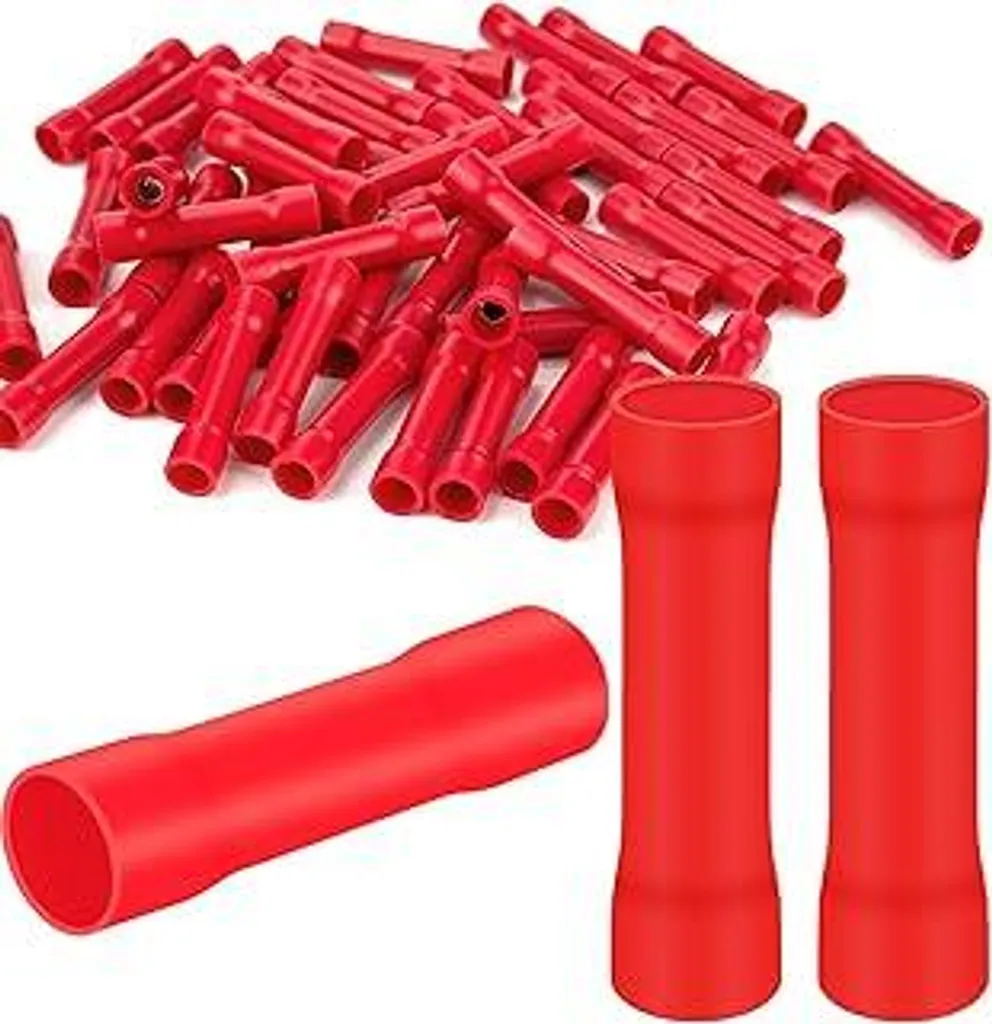 50 connettori a spina 0,5-1,5 mm² connettori a pressare rossi capicorda isolati in PVC connettori a spina BV connettori per cavi