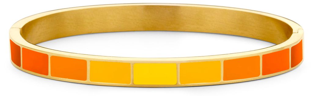 CO88 Collection 8CB-91200 Stahlarmband mit Emaille – Orangetöne – 6 mm – 58 x 49 mm – Stahl – Goldfarben