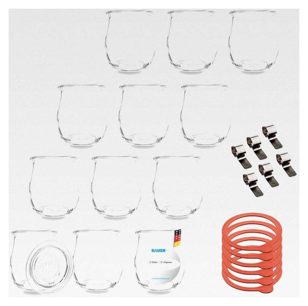 Einmachglas Tulpen-Form 220 ml - verwendbar als Marmeladenglas, Vorratsglas, Konservenglas, 12 Stück inklusive Etikett - Hergestellt in Deutschland