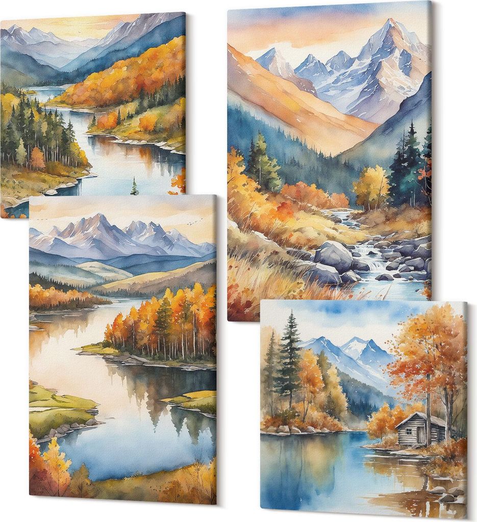 Leinwandbilder Mehrteilig 4-teilig – Modernes Design – Hochwertiger Polycanvas Kunstdruck – Wanddekoration & Wandkunst – Bilder für Zuhaus...