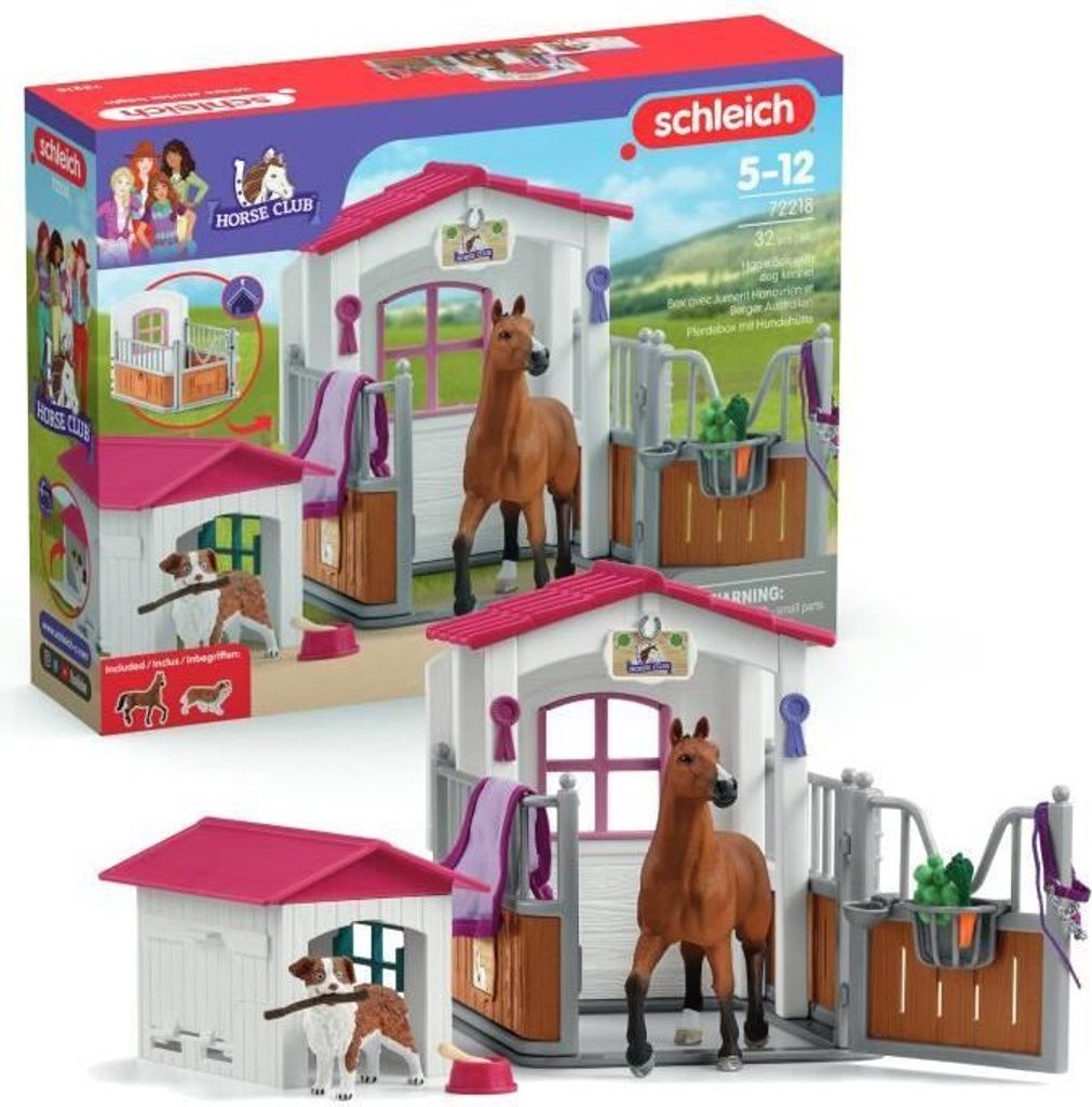 Figurine Pferd, Hannoveraner Stute und Australian Shepherd, SCHLEICH 72218 Horse Club, mit Zubehör, ab 5 Jahren
