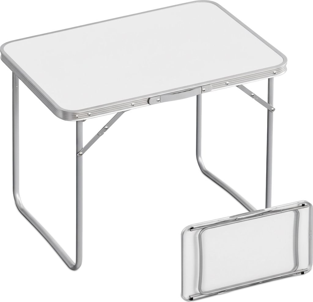 Relaxdays Campingtisch, faltbarer Beistelltisch, HBT 68,5 x 70 x 50 cm, Camping & Picknick, Klapptisch Alu, weiß