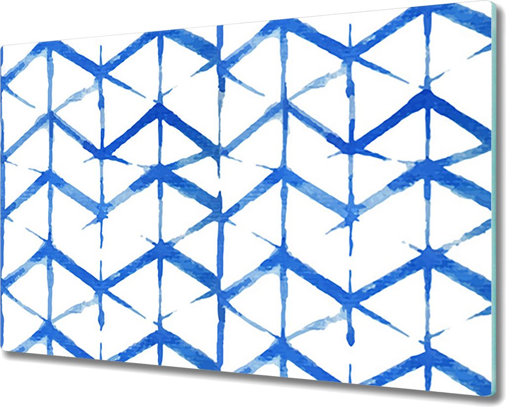 Glas-Herdabdeckplatte Glaskeramikkochfeld-Abdeckung Spritzschutz - 80x52 cm - Shibori Indigo blau
