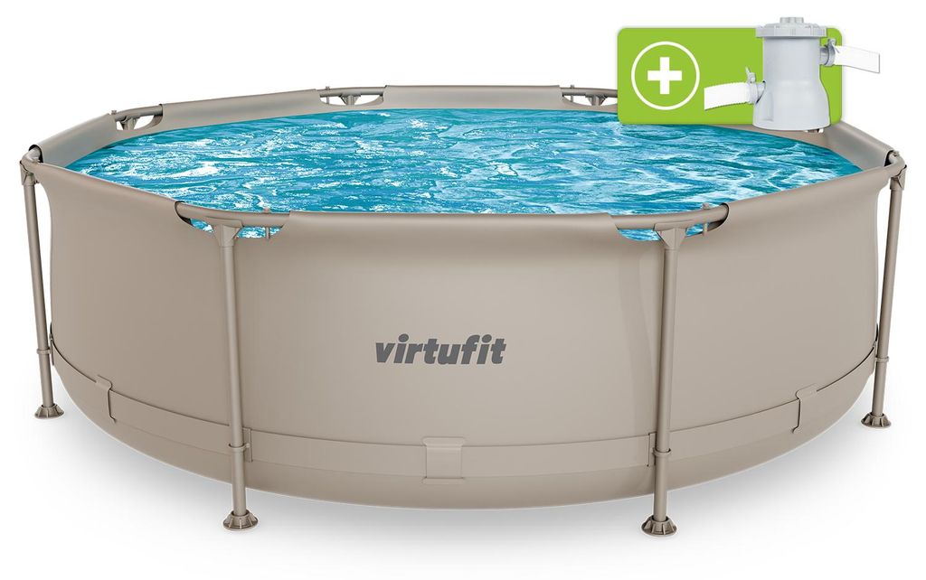 VirtuFit Rundbecken Ø244 x 76 cm Beige mit Filterpumpe Produktbild 