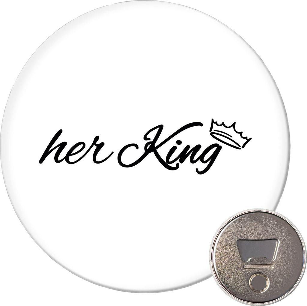 Huuraa Magnet her King Krone 59mm Kühlschrankmagnet rund Flaschenöffner Geschenkidee