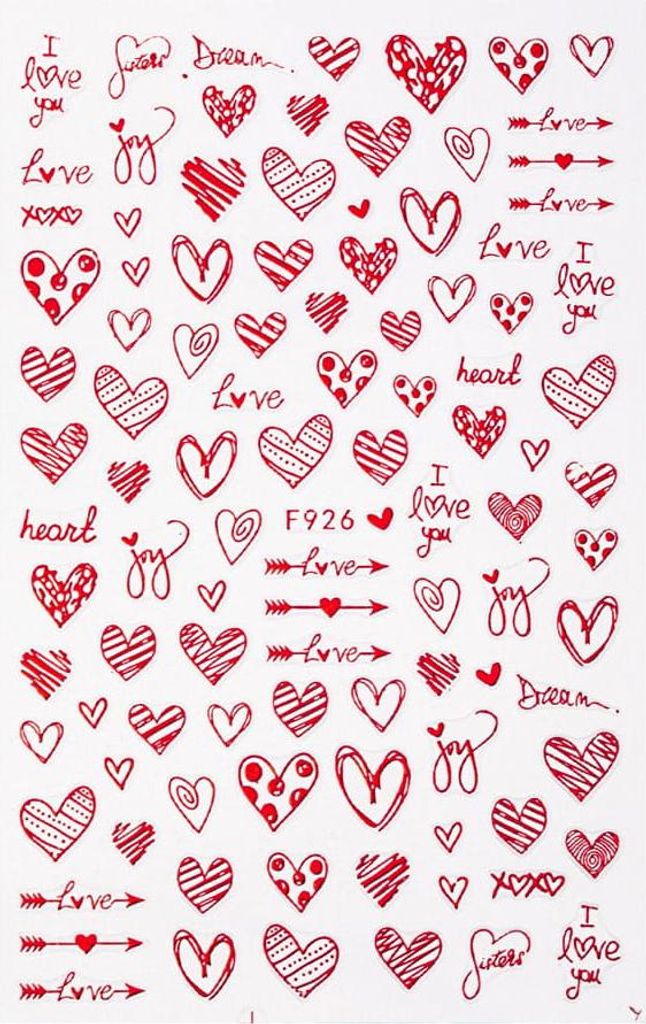 Valentinstag Rote Selbstklebende Nagelaufkleber F926