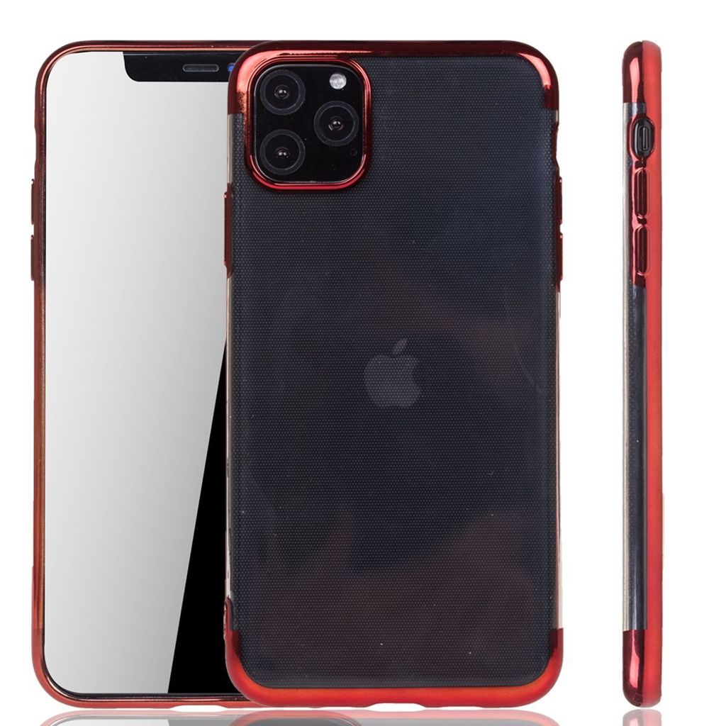 Handyhülle für Apple iPhone 11 Pro Max Rot - Clear - TPU Silikon Case Backcover Schutzhülle in Transparent Rot