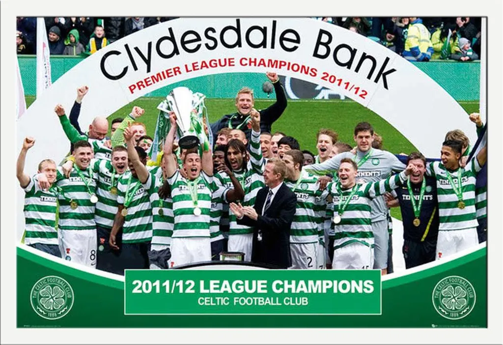 Poster Celtic Glasgow 2012 encadré sous vitre acrylique Shinsuke blanc