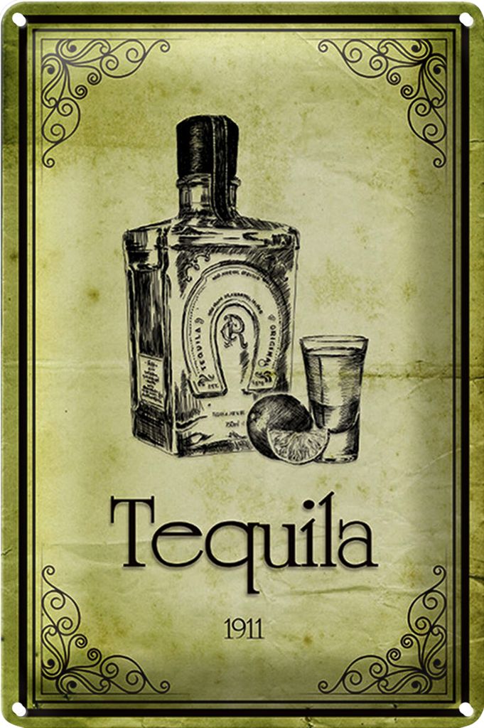 Blechschild 40x30cm 1911 Tequila Wanddeko