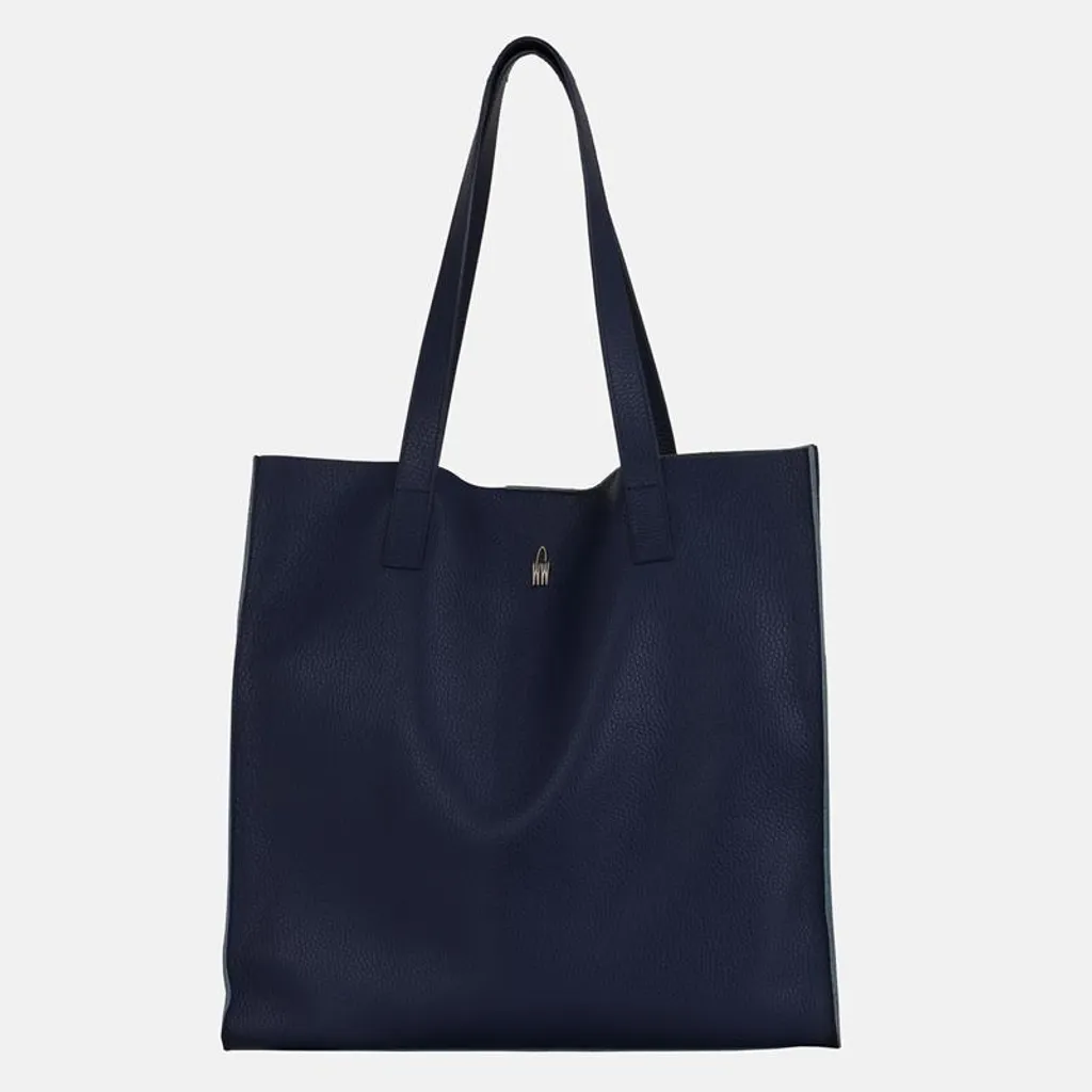 Sac à main LOCA cuir bleu marine grainé avec bandoulière ajustable