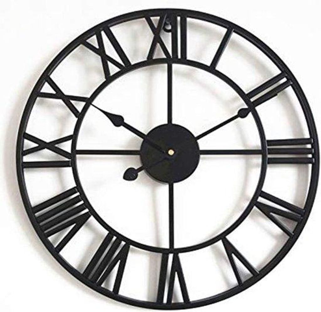 Antiek-stijl vintage muurklok met römischem numerale, ohne Tick, aus Metall – Innendekoration für Wohnzimmer, Küche, Café, Hotel und Büro ...