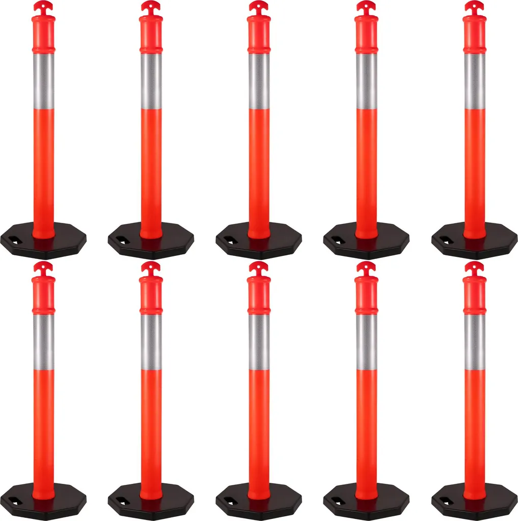 Poteau de signalisation flexible orange en plastique avec socle lourd