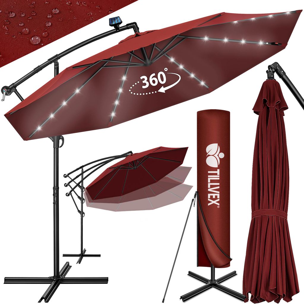 tillvex Zweefparasol Aluminium met LED Solar Ø 350 cm + Productafbeelding  AI-gegenereerde afbeelding