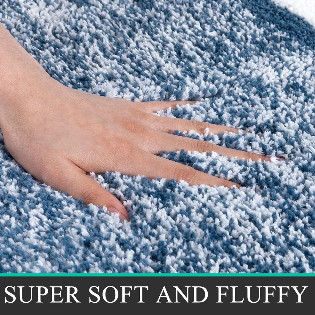Tapis de sortie de bain bleu 50x80 cm doux pour douche et chambre