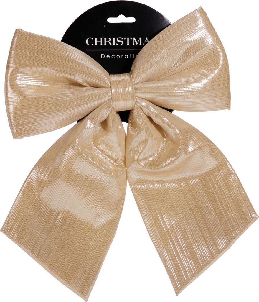 H&S Decoration | Dekoschleife - Weihnachtsschleife - 24 x 2,5 x 28 cm - Gold - Zierschleife - Glanz