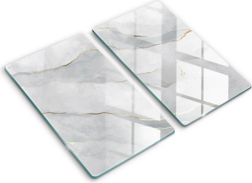Glasschneideplatte - Herdabdeckplatte - 2x30x52 cm -Schneidebrett - Spritzschutz -Steinstruktur