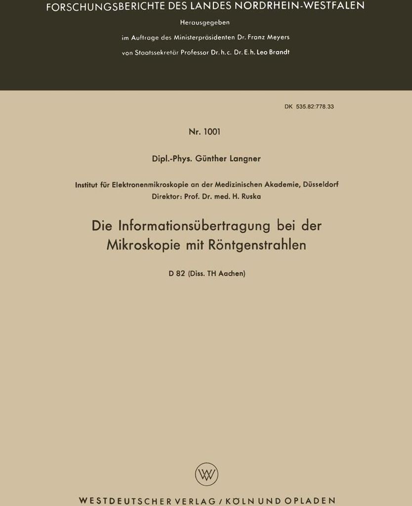 Die Informationsübertragung bei der Mikroskopie mit Röntgenstrahlen