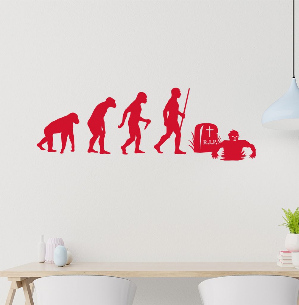 Zombie Untot Evolution Wandtattoo Wandaufkleber Wall Sticker - Dekoration, Küche, Wohnzimmer, Schlafzimmer, Badezimmer