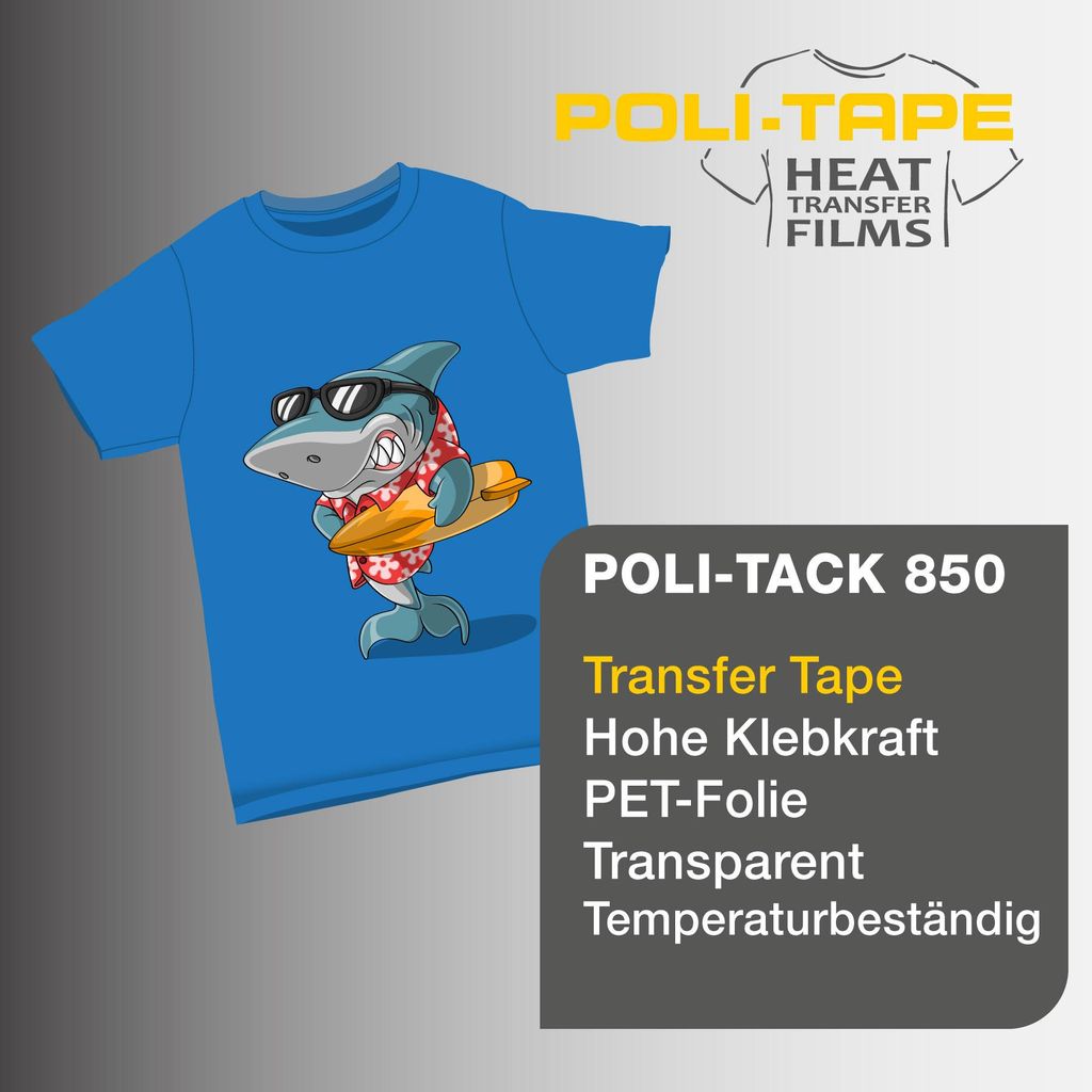 POLI-TAPE PT 850 Thermotransferfolie / Übertragungsfolie / Transferfolie, hohe Klebkraft - 100cm x 50cm