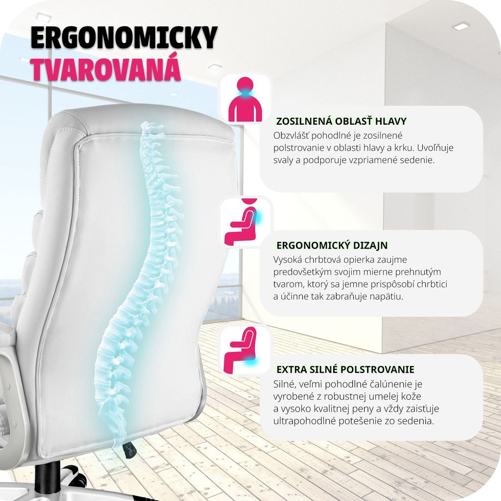 Kancelárska stolička Paul ergonomický tvar Obrázok produktu 6