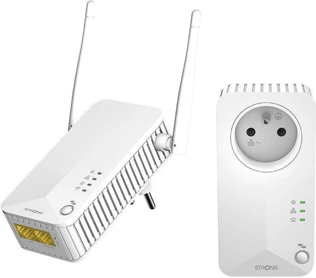 STRONG Powerline WF 600 DUO FR avec Wi-Fi Intégré et Prise de Courant FR