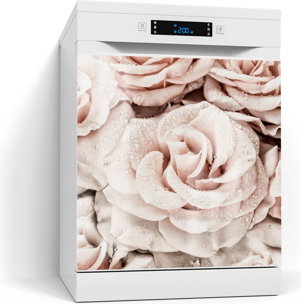 DEQORI Magnetmatte Spülmaschine Standard 60x60 cm 'Taufrische Rosen' Magnetfolie