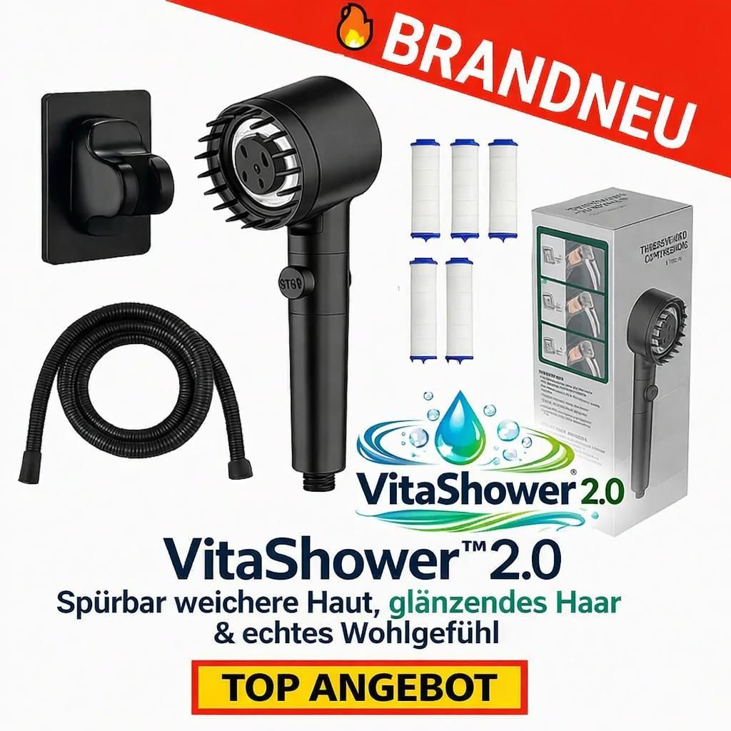 VitaShower 2.0 – Handbrause Duschkopf Duschbrausen Set - für weiche Haut & glänzendes Haar