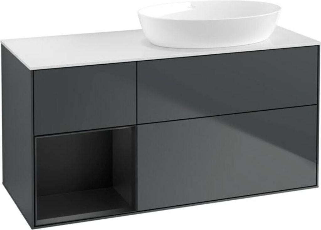 V&B Waschtischunterschrank Wandbeleuchtung Finion 120cm, Pl w m, Rg b m Lac, md bl. m Lac