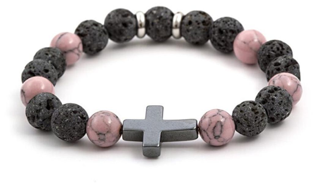 Perlenarmband aus Lavastein, Howlit und Hä matit MINK78 / 17