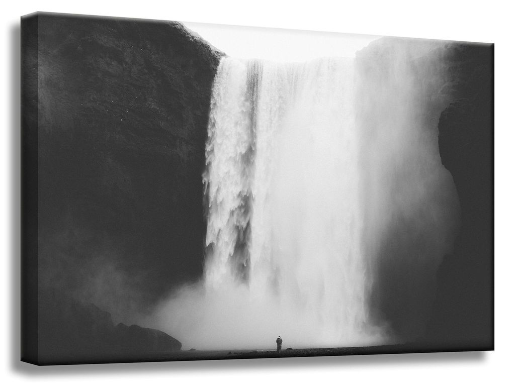 Leinwanddruck Schwarz-Weiß-Wasserfall 60x40 cm