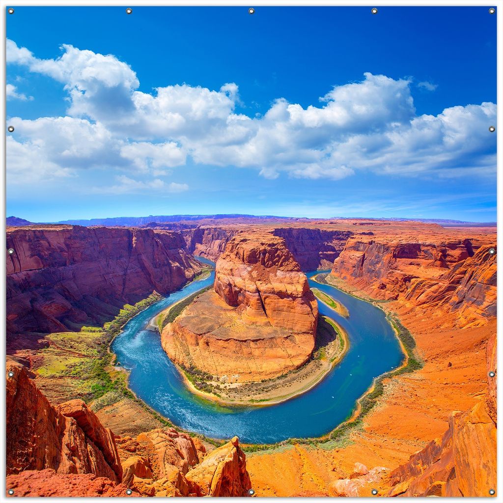 Wallario XXL Outdoor-Poster für Garten oder Balkon, Motiv Hufeisenförmiger Mäander des Colorado River, in ca. 200 x 200 cm