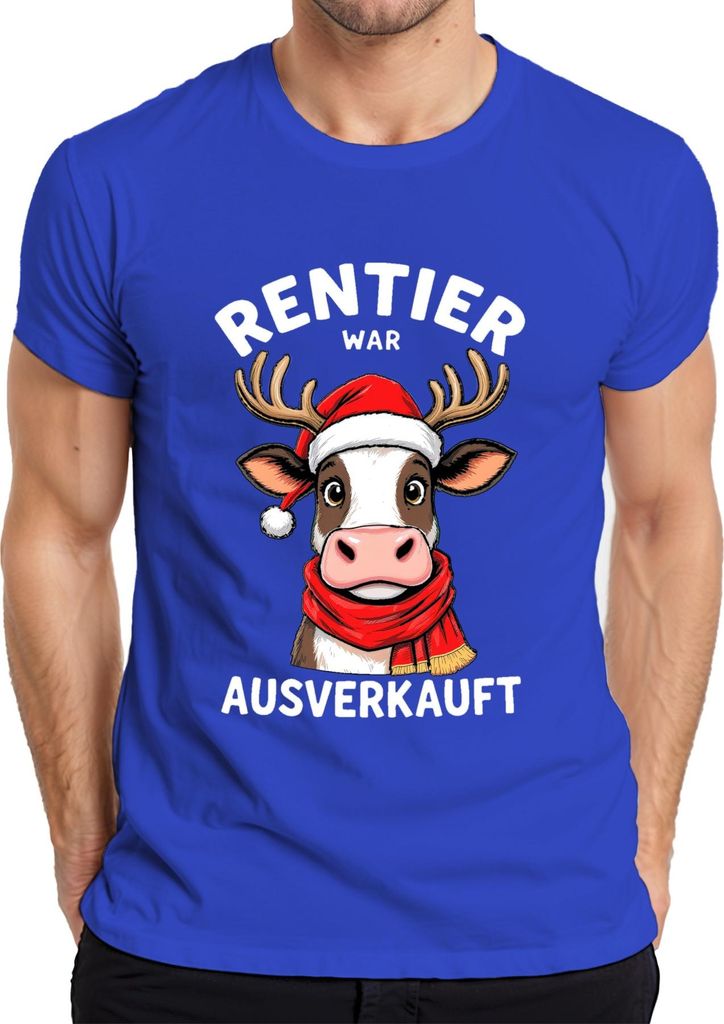Rentier war t Kuh Weihnachtsmann Schal Lustig Geschenk Herren T-Shirt, Blau, S