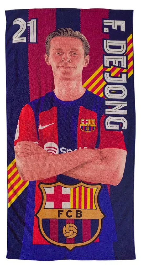 Serviette de plage FC Barcelone Frenkie 100x180cm - Microfibre Premium