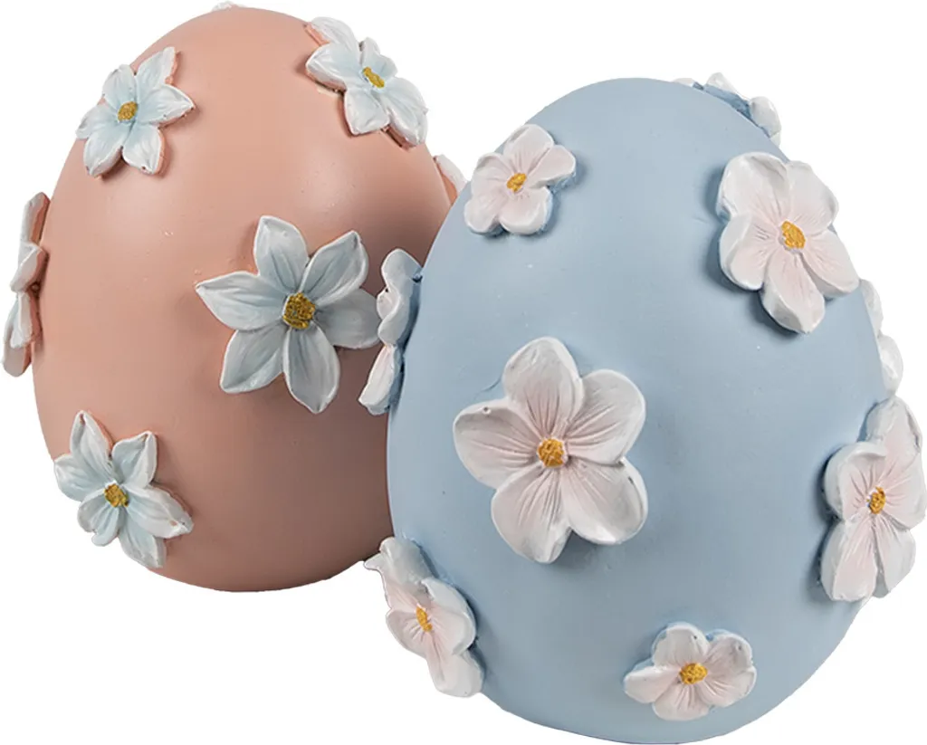 Décoration de Pâques Œuf Rose à Fleurs 11x13 cm pour Centre de Table