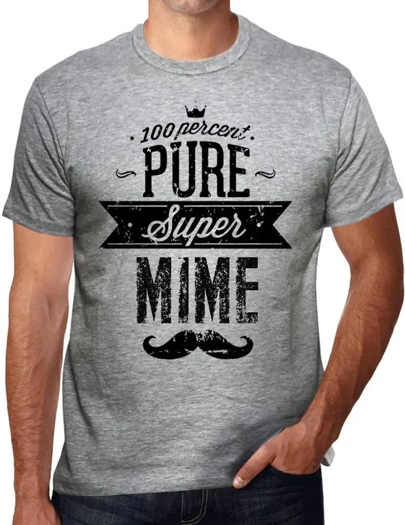 Herren Grafik T-Shirt 100% reiner Super-Mime – 100% Pure Super Mime – Öko-Verantwortlich Vintage Jahrgang Kurzarm Lustige Druck Geburtstag Ges...