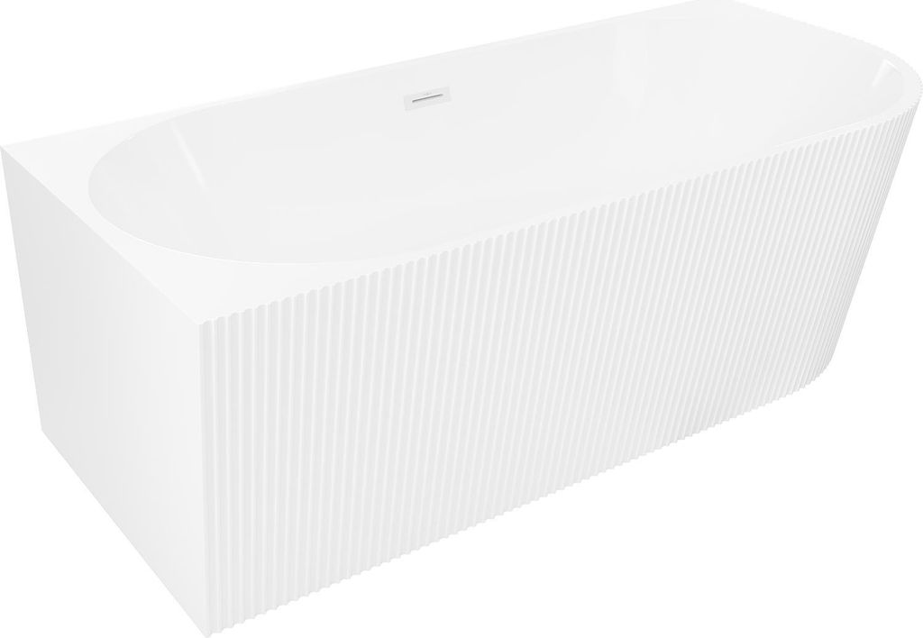Mexen Silo freistehende Eckbadewanne links geriffelt 170 x 80 cm, weiß, Überlauf weiß - 52891708000L-20