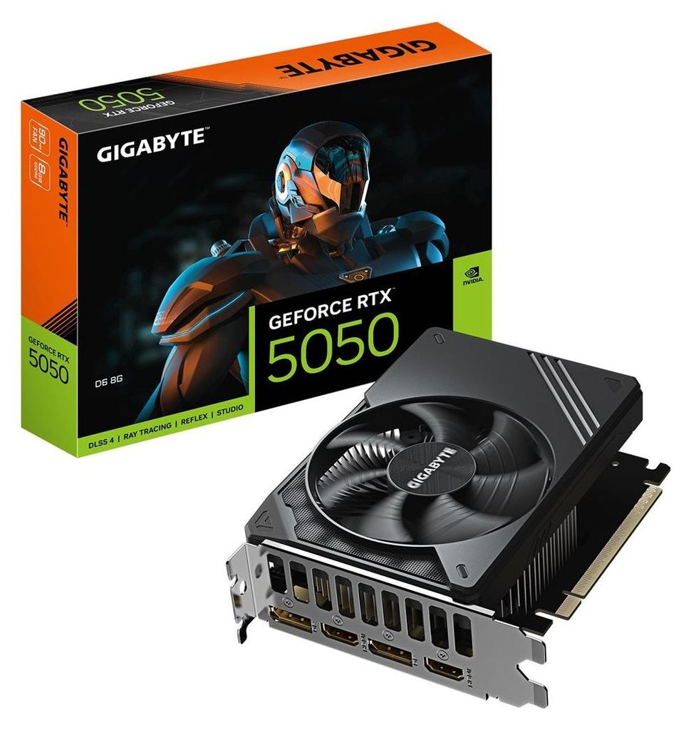 GIGABYTE GeForce RTX 5050 D6 8G Grafikkarte - 8GB GDDR6 128bit PCI-E 5.0 2572MHz Kerntakt 2 x DP 2 x HDMI NVIDIA DLSS 4 GV-N5050D6-8GD