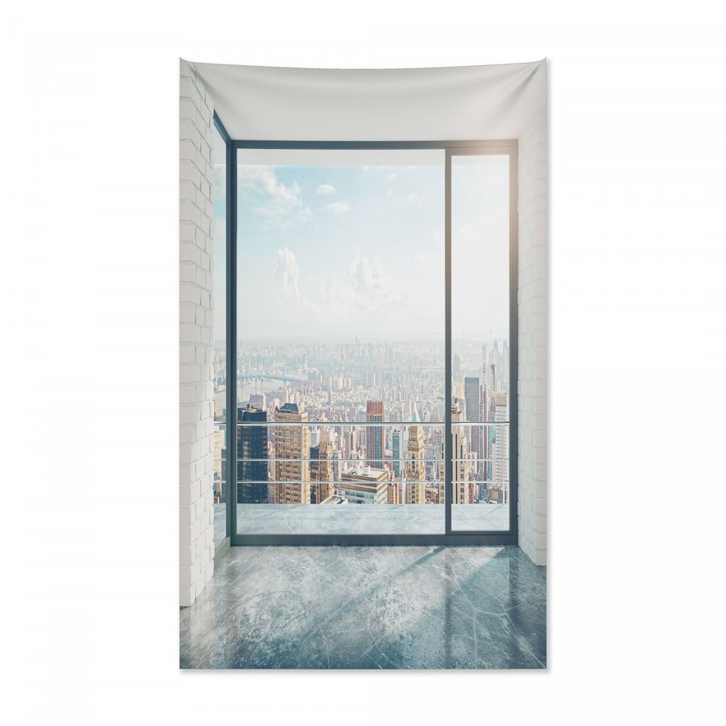 Abakuhaus Landschaft Wandteppich und Tagesdecke, Leere Loft Stadtbild aus Weiches Mikrofaser Stoff Kein Verblassen Klare Farben Waschbar, 140 x 230...