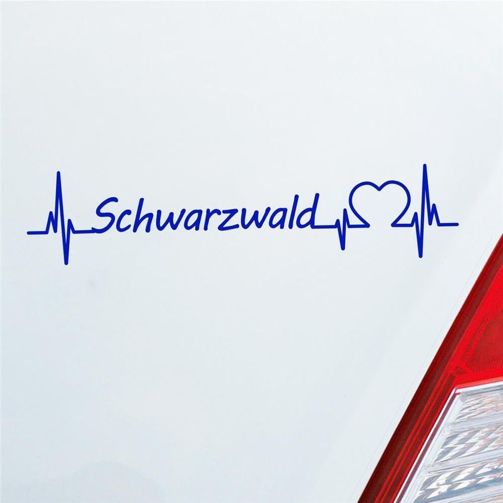 Auto Aufkleber Schwarzwald Puls Herzschlag mit Ferien Region Motiv 19x4 cm Dunkelblau Sticker Heckscheibenaufkleber