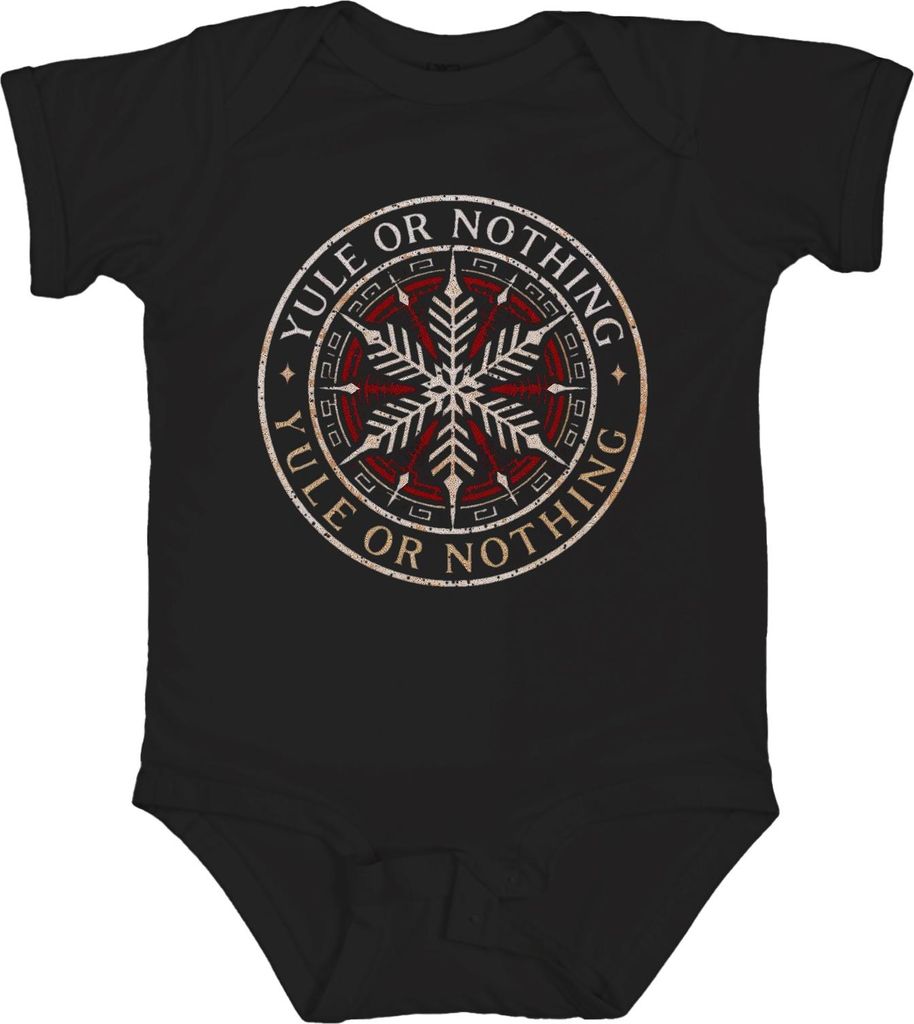 Yule or Nothing Wikinger Schneeflocke Weihnachten Geschenk Retro Unisex Baby Body, Schwarz, 12/18