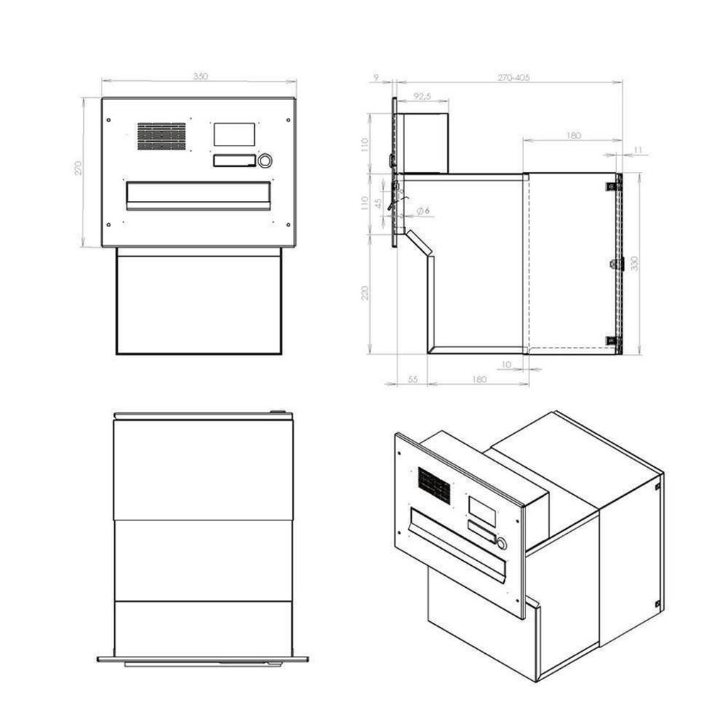 F-042 XXL Kamera Durchwurfbriefkasten in RAL 9005 mit Video 7