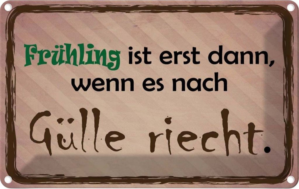 vianmo Blechschild 20x30 cm Frühling ist wenn Gülle riecht Dekoration Spruch Zitat