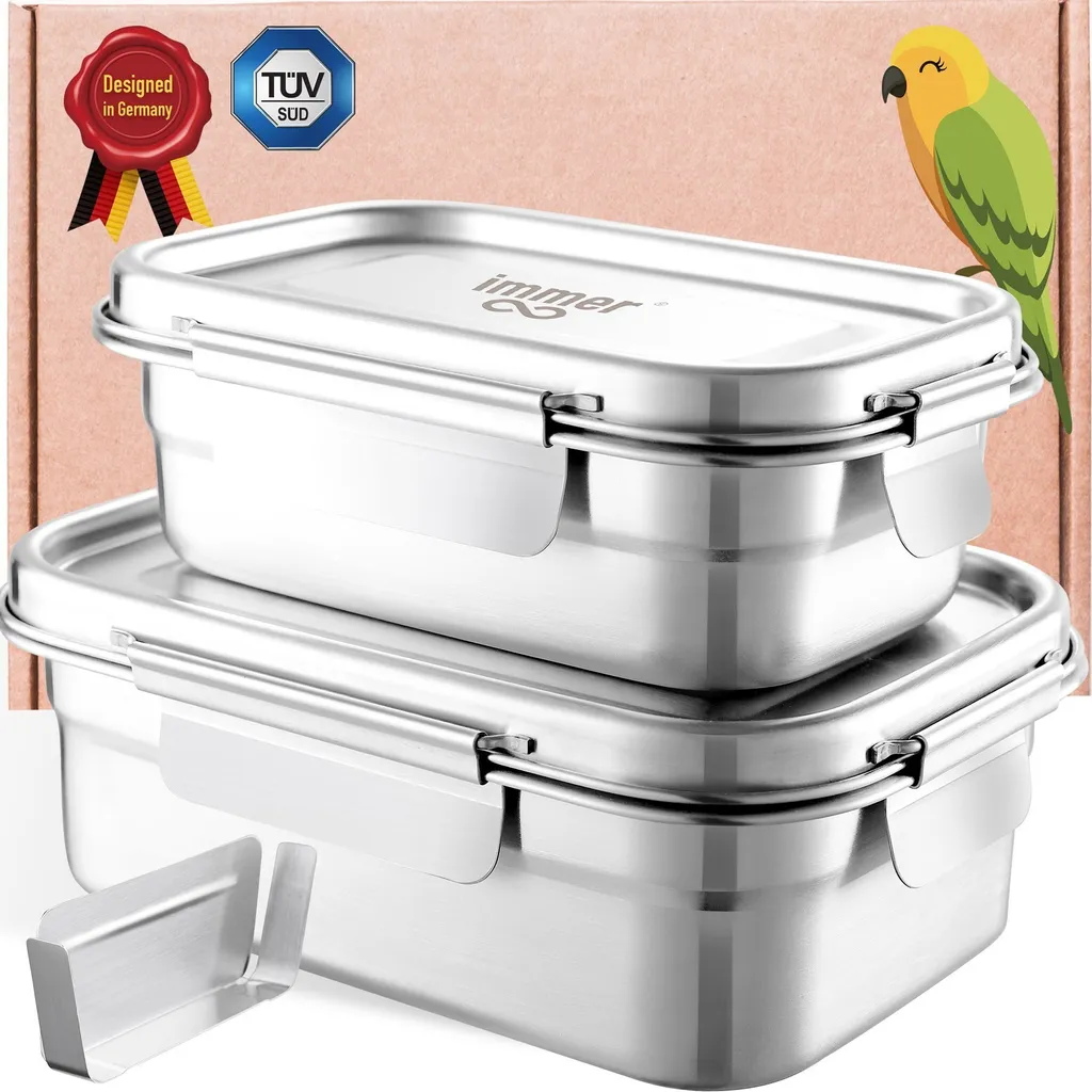 Set 2 Bento Box Acciaio Inox per Bambini e Adulti - SafeLock 2.4L